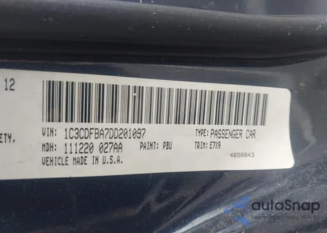 2013 Dodge Dart Sxt z USA, uszkodzony, nr VIN 1C3CDFBA7DD201097